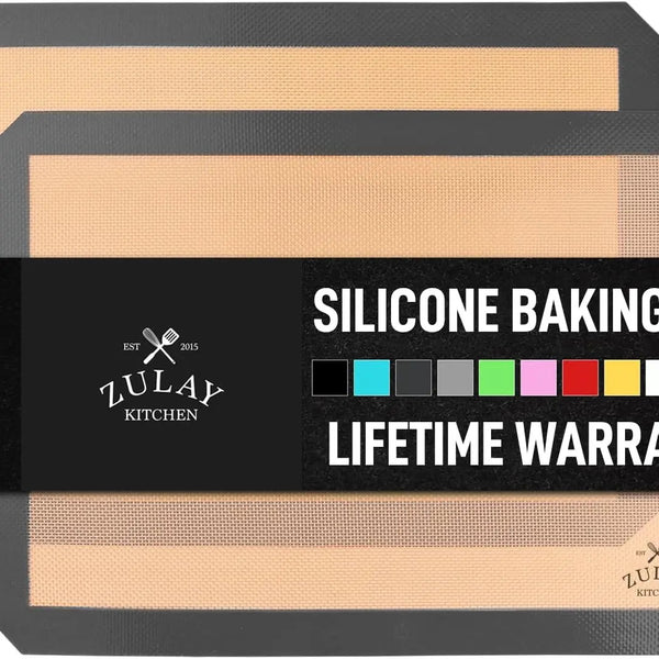 Packaging of Zulay Silicone Baking Mat with the text 'Silicone Baking Mat'