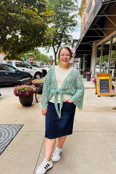 Crochet Kimono Wrap -  Mint