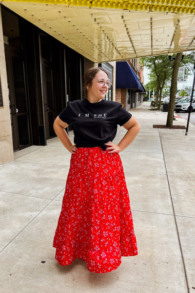 Margret Red Maxi Skirt
