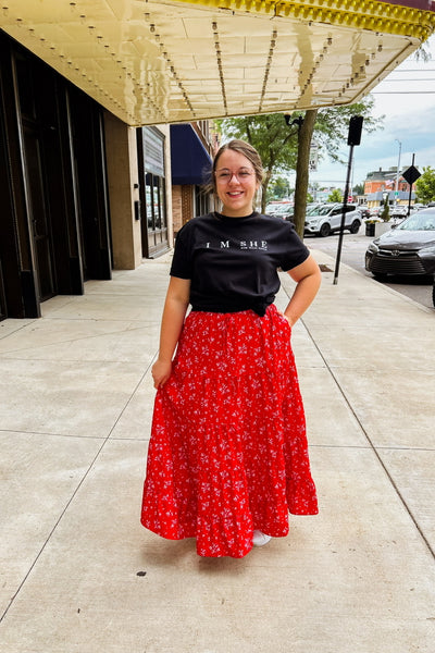 Margret Red Maxi Skirt