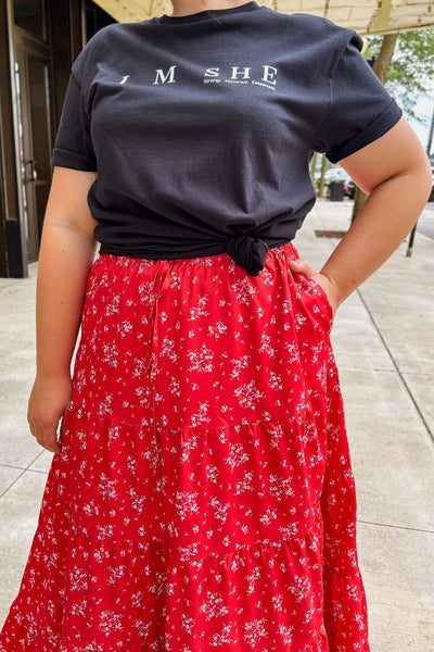 Margret Red Maxi Skirt