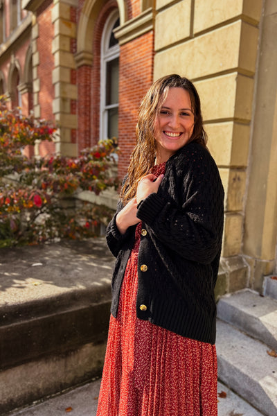 Pam Button Cardigan - Black