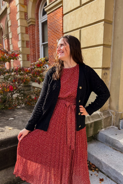 Pam Button Cardigan - Black