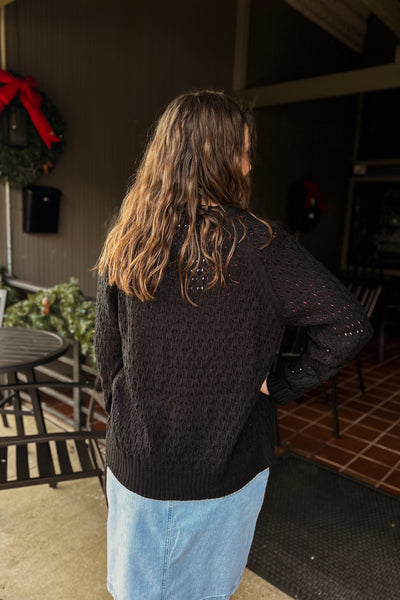 Pam Button Cardigan - Black