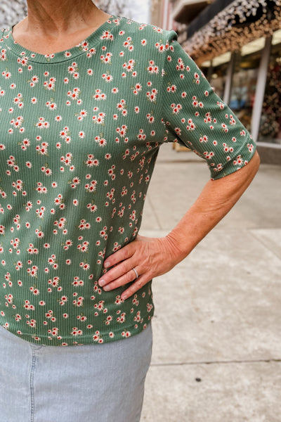 Bobbi Top - Green Ditsy Print