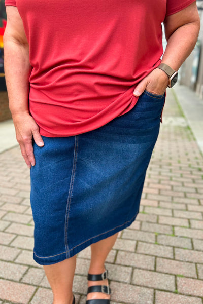 Amanda Dark Wash Denim Skirt