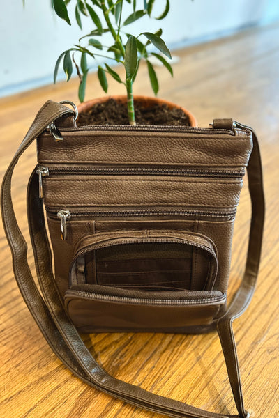 Leather Crossbody - Brown
