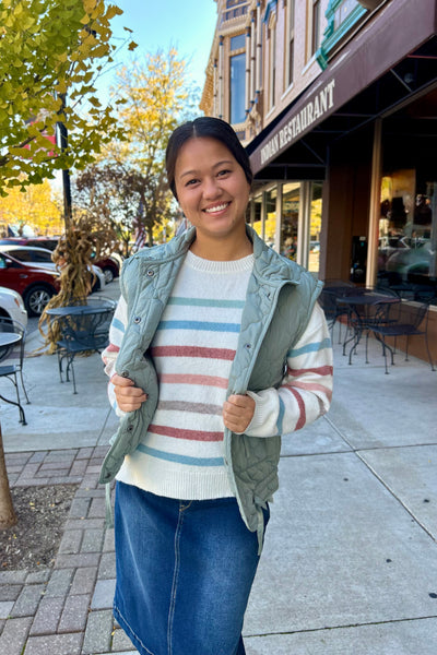 Tina Quilted Vest - Dusty Sage