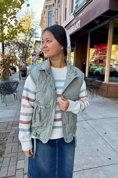 Tina Quilted Vest - Dusty Sage