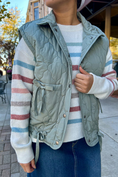 Tina Quilted Vest - Dusty Sage