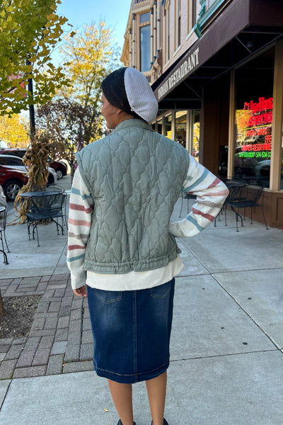 Tina Quilted Vest - Dusty Sage