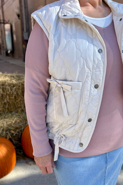 Tina Quilted Vest - Champagne
