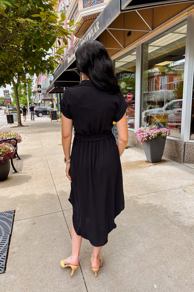 Rita Button Dress - Black