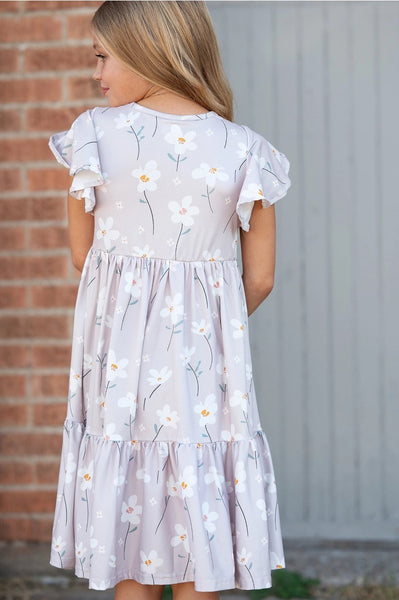Emma Taupe Floral Dress