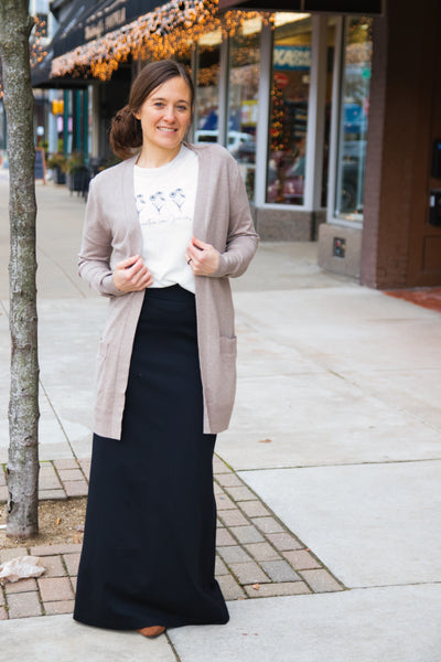 Faye Black Ponte Maxi Skirt -