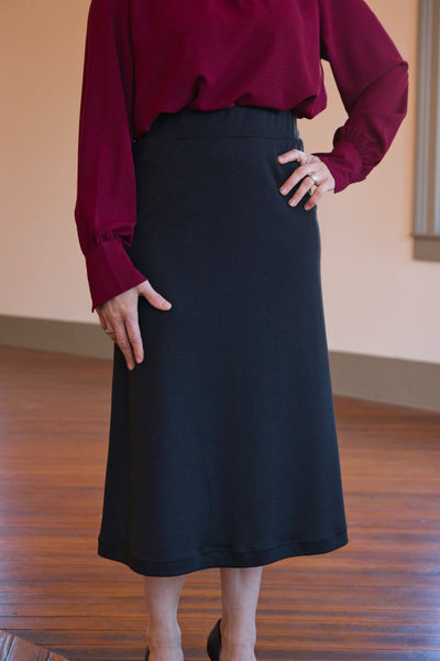Lin Midi Skirt - Black Ponte