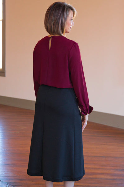 Lin Midi Skirt - Black Ponte