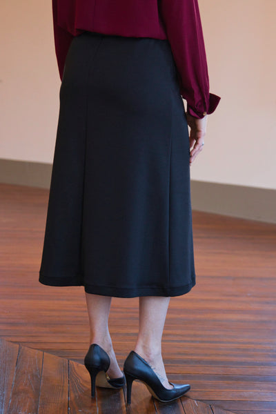 Lin Midi Skirt - Black Ponte