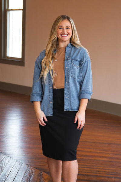 Cari Midi Skirt -Black Ponte