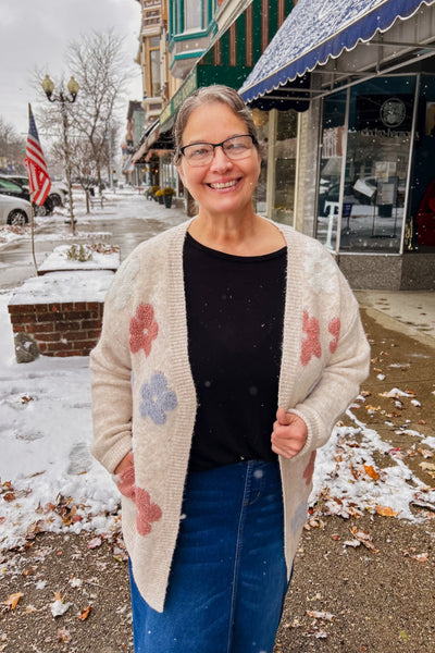 Cream Puff Flower Cardigan