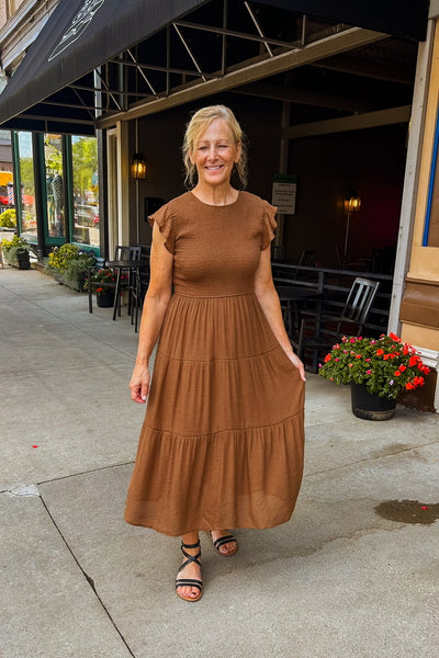 Candice Midi Dress - Brown