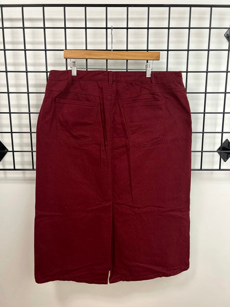 Size 20 Burgundy Denim Skirt