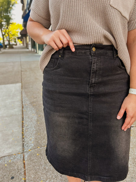 Shannon Curve Fit Denim Skirt