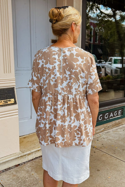 Taupe Peplum Blouse