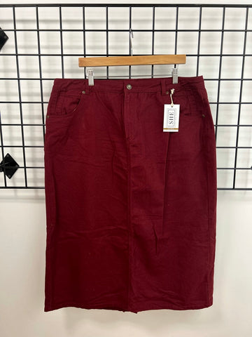 Size 20 Burgundy Denim Skirt