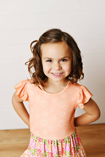 Girls Mixed Print Tiered  Dress