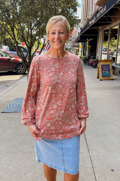 Jacki Long Sleeve Top - Rust