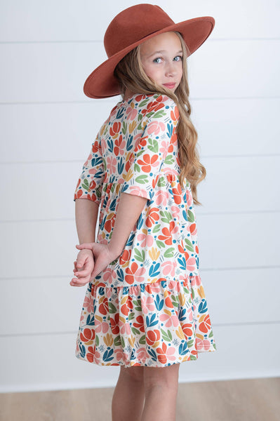 Millie Rust Floral Twirl Girls Dress