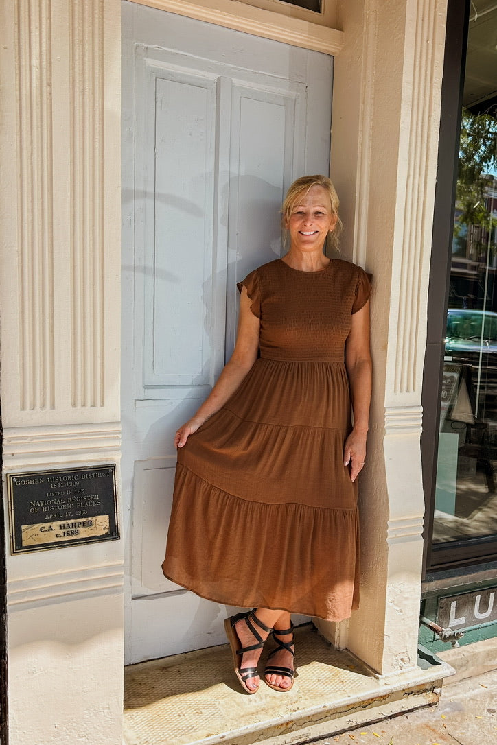 Candice Midi Dress - Brown