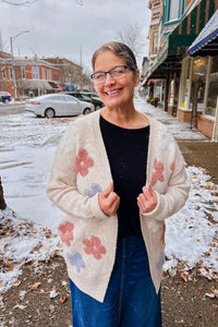 Cream Puff Flower Cardigan