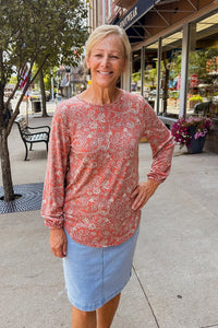 Jacki Long Sleeve Top - Rust