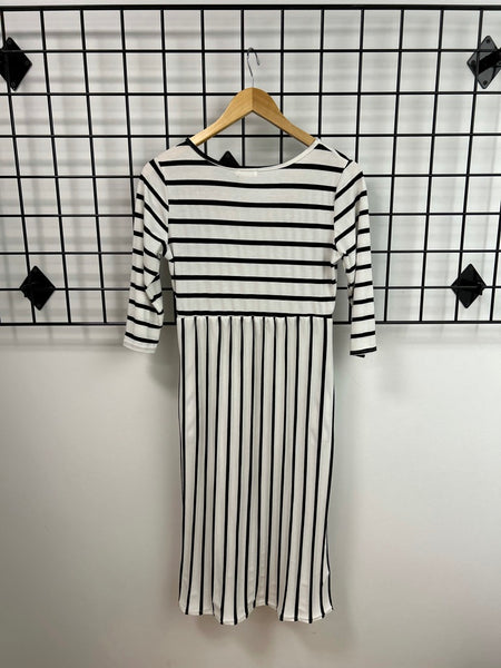 Size Small White Stripe Knit Dress