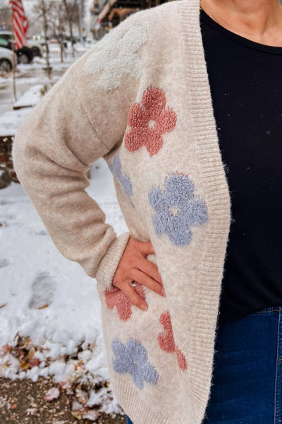 Cream Puff Flower Cardigan