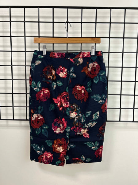 Size 4 Navy Floral Pencil Skirt