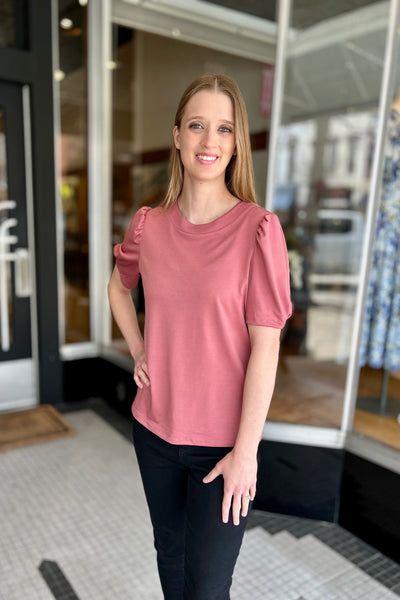 Puff Sleeve Top  - Dusty Rose