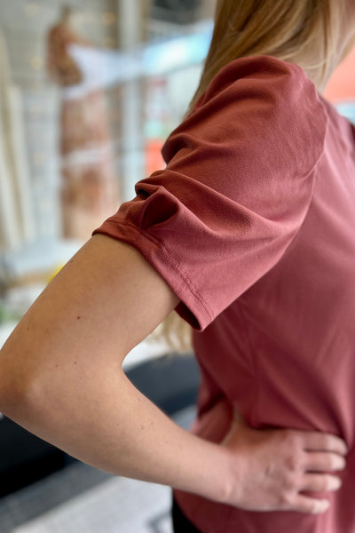 Puff Sleeve Top  - Dusty Rose