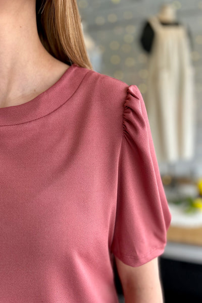 Puff Sleeve Top  - Dusty Rose