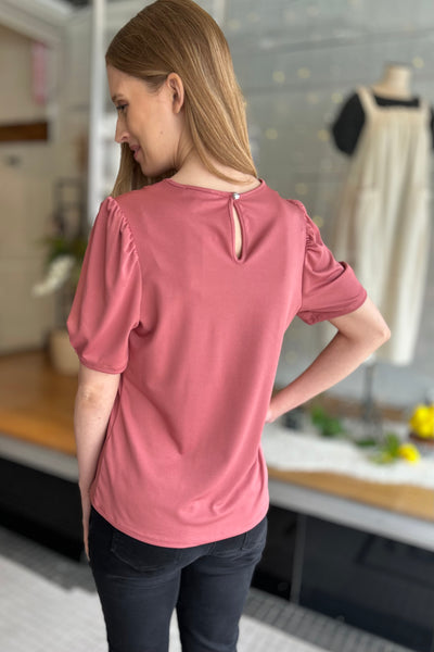 Puff Sleeve Top  - Dusty Rose
