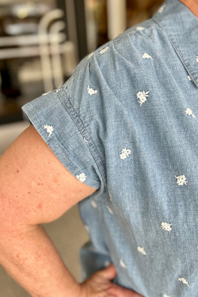 Embroidered Chambray Button Shirt