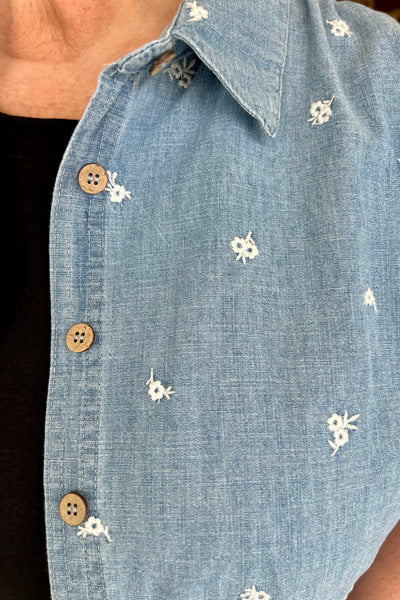 Embroidered Chambray Button Shirt