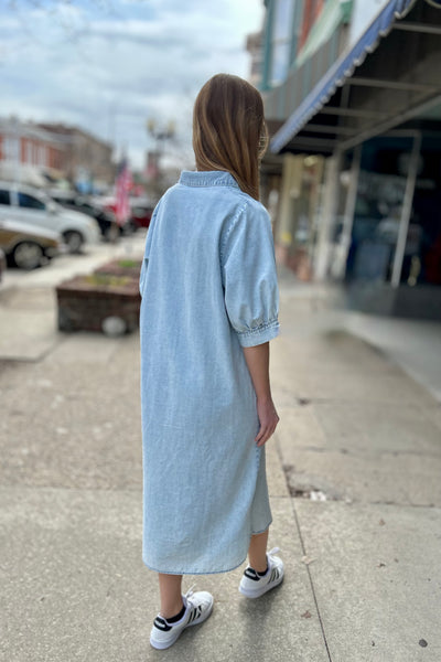 Casual Shirt Dress -Chambray