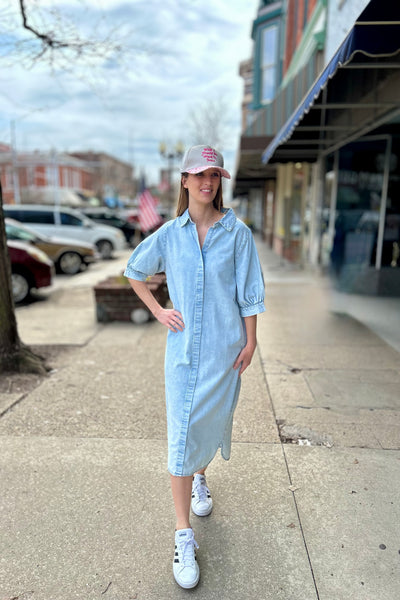 Casual Shirt Dress -Chambray