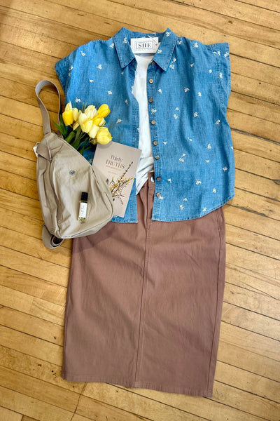 Sandra Midi Skirt - Sandstone