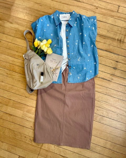 Embroidered Chambray Button Shirt