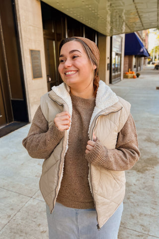 Fleece Lined Vest - Taupe