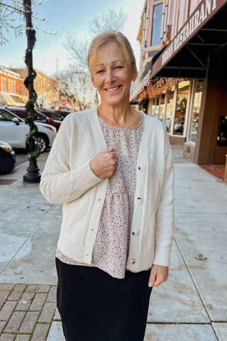 V-Neck Button Cardigan - Sand --WAS $43.98